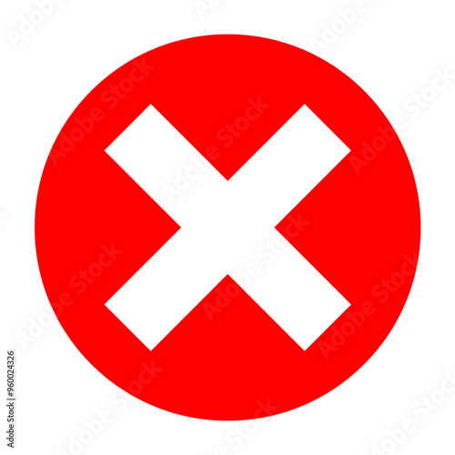 white cross on red circle background. prohibition sign.