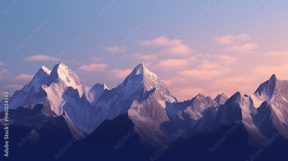 Fototapeta premium Dramatic Snowy Peaks and Clouds at Golden Hour