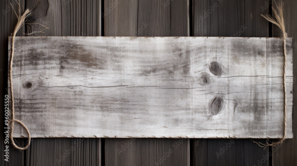 Weathered wooden signboard hanging on a rustic wooden wall in natural light Weathered wooden signboard hanging on a rustic wooden wall in natural light