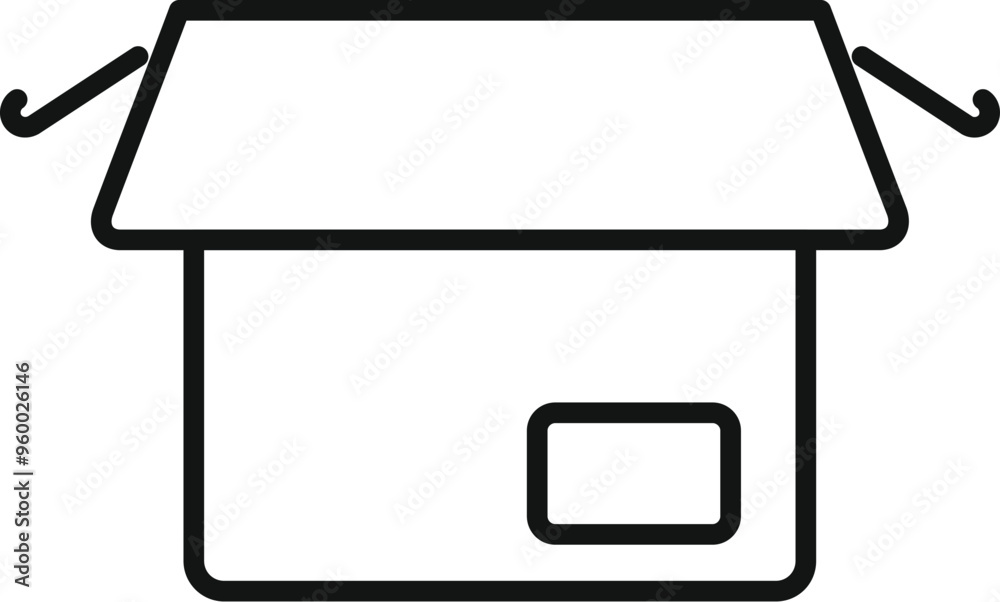 Obraz premium Simple vector icon of a cardboard box being opened, isolated on a white background