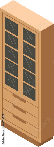 Isometric wardrobe. Perfect for interior mood boards and planning sketches. Vector.
