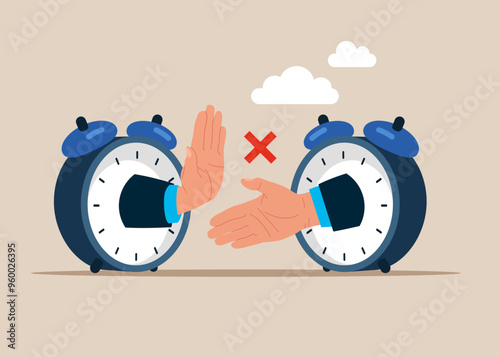 Deadline work schedule application rejected. Vector illustration in flat style.