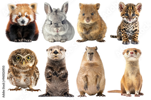 PNG adorable animal element set, transparent background