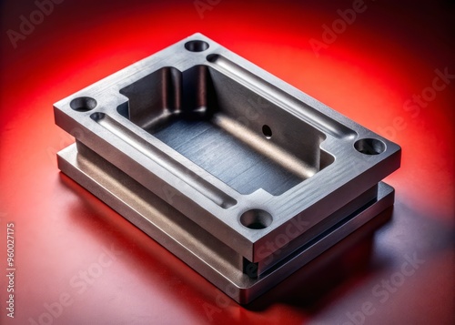 A graphite mold photographed from a unique, worm's-eye perspective, looking up at the mold from the bottom