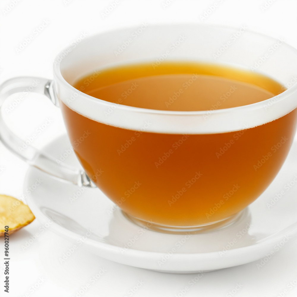 Cup of ginger tea isolated on white background Cup of ginger tea isolated on white background