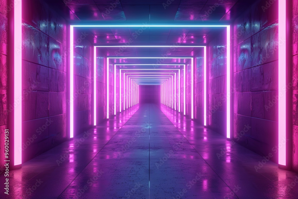 ultraviolet spectrum, neon lights, laser show, glowing lines, virtual reality, abstract fluorescent background, optical illusion, cubic room, corridor, night club interior ultraviolet spectrum, neon lights, laser show, glowing lines, virtual reality, abstract fluorescent background, optical illusion, cubic room, corridor, night club interior