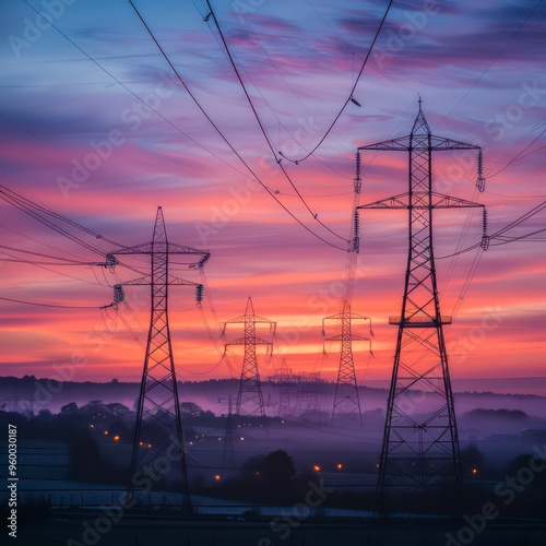 electricity pylons in the countryside