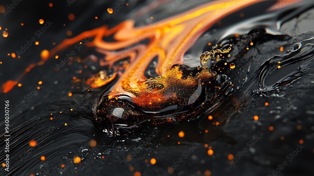 Abstract Liquid Art with Orange and Black Hues Abstract Liquid Art with Orange and Black Hues