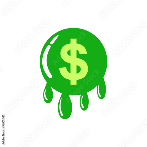 Dollar coins melt. USD exchange rate drops. US dollar weakens USD.eps