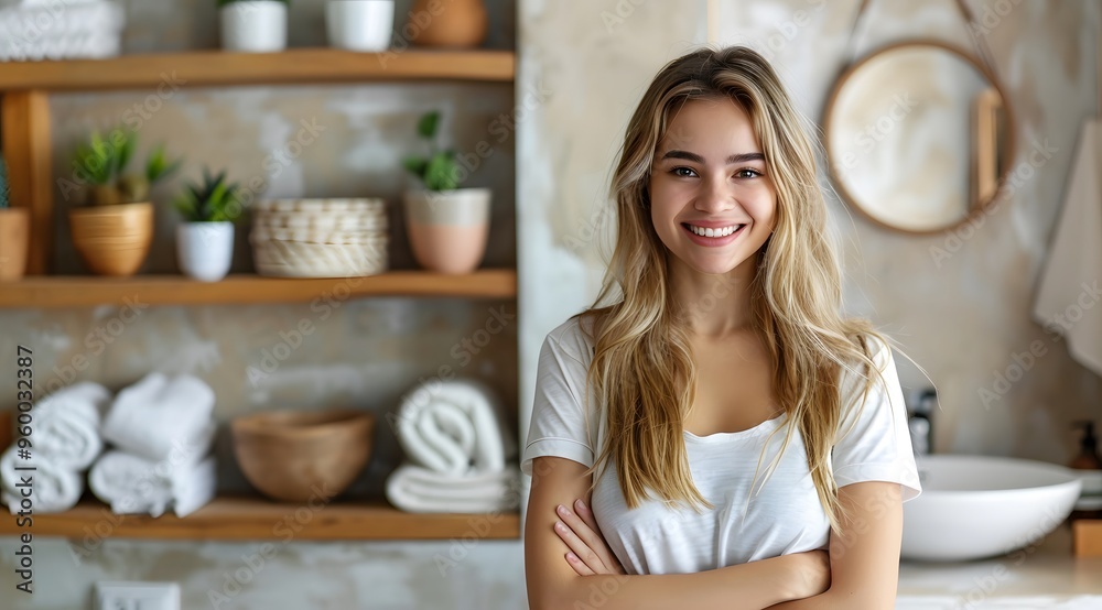 Boho Chic: Attractive Woman Enjoying a Relaxing Spa Day at Home Boho Chic: Attractive Woman Enjoying a Relaxing Spa Day at Home