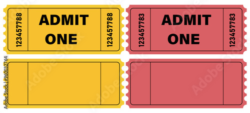 Tickets are red and yellow. On both sides.