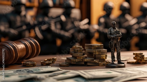 Depiction of a legal scenario involving police confiscation of property and arrest, highlighting the rights of debtors and the legal process for a comprehensive view. photo