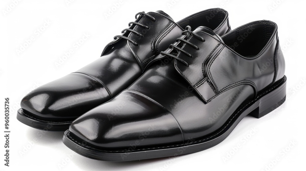 Elegant Black Leather Dress Shoes Isolated on White Background Elegant Black Leather Dress Shoes Isolated on White Background