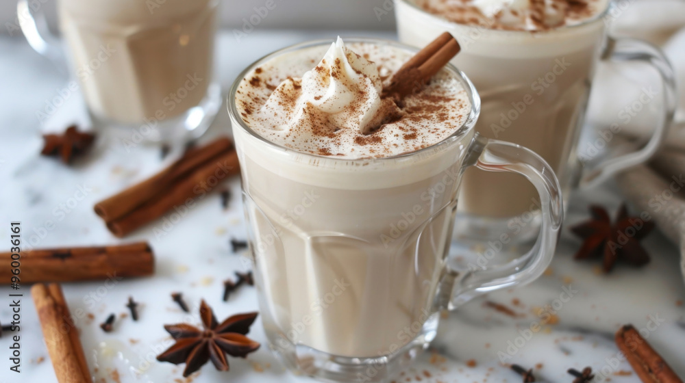 Cozy Winter Coffee Treat with Whipped Cream and Cinnamon. Slow Cooker Spiked Cinnamon Lattes Cozy Winter Coffee Treat with Whipped Cream and Cinnamon. Slow Cooker Spiked Cinnamon Lattes