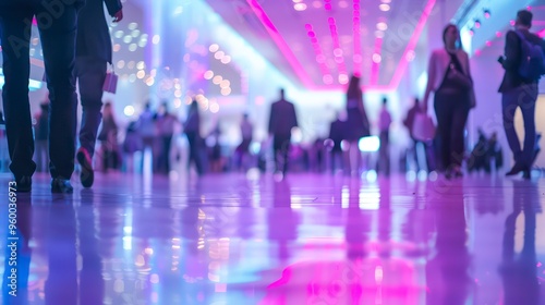 event exhibition with people on a bokeh lighting background