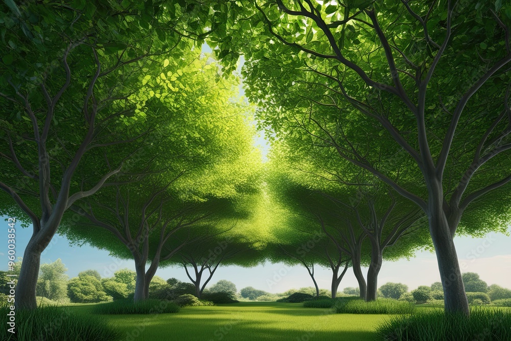 Realistic 3D Illustration of Lush Green Canopy for Landscaping and Ecology Design Realistic 3D Illustration of Lush Green Canopy for Landscaping and Ecology Design
