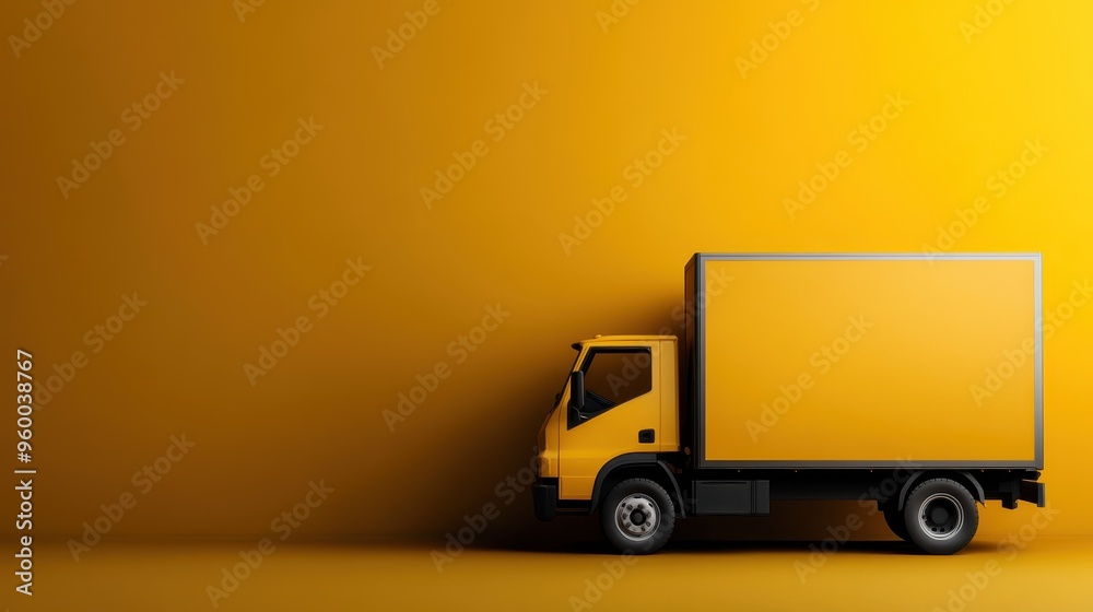 A minimalistic yellow truck set against a yellow background wall, offering a clean, cohesive visual experience that highlights the truck as a central element in a modern, efficient transportation set A minimalistic yellow truck set against a yellow background wall, offering a clean, cohesive visual experience that highlights the truck as a central element in a modern, efficient transportation set
