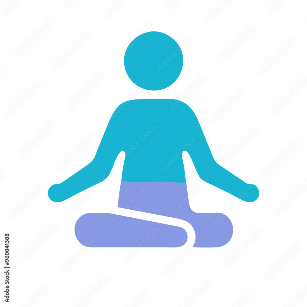 Person in lotus pose, minimalist icon, blue and purple colors, meditation and calmness Person in lotus pose, minimalist icon, blue and purple colors, meditation and calmness
