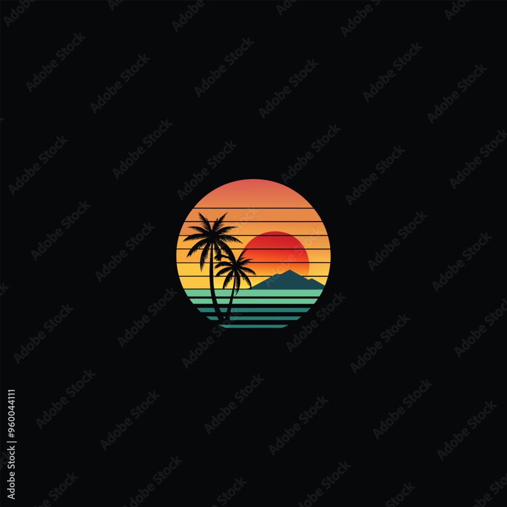 beach logo with nature beach logo with nature