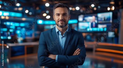 News Anchor in Modern Studio