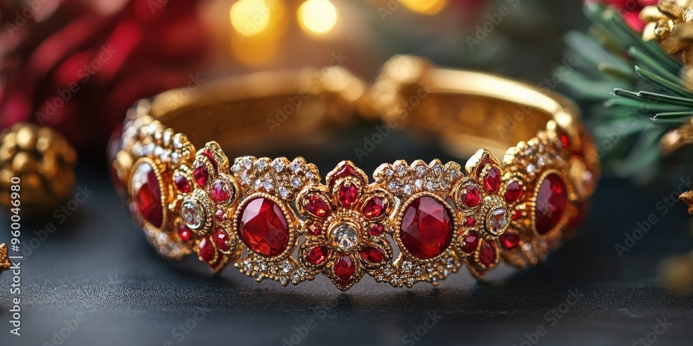 Fototapeta premium Raksha Bandhan Bracelet with Intricate Design and Glowing Background