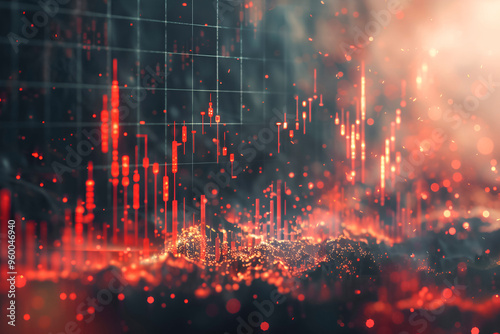 Abstract financial graph of global stock market crash photo