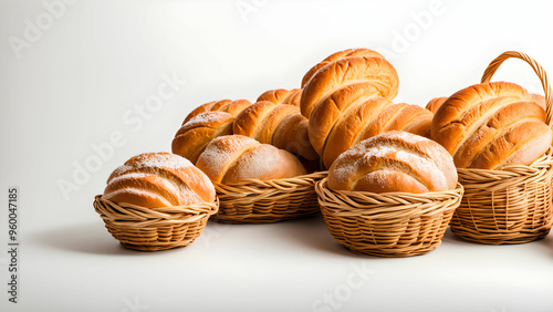 Wallpaper Mural Freshly Baked Bread in Baskets on Clean Background Torontodigital.ca