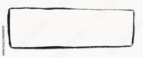 Black square frame with grunge torn edges. Vector illustration of rough ripped rectangle isolated on light background. Vector illustration perfect for sticker, collage, banner