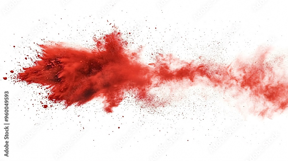 Vibrant red powder explodes on white background, creating dynamic, abstract energy. Colorful dust scatters, adding creative chaos. Perfect for projects Vibrant red powder explodes on white background, creating dynamic, abstract energy. Colorful dust scatters, adding creative chaos. Perfect for projects