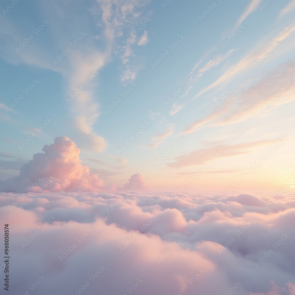 Fantasy sky with sugar cotton pink pastel clouds in a dreamy background, wallpaper Fantasy sky with sugar cotton pink pastel clouds in a dreamy background, wallpaper