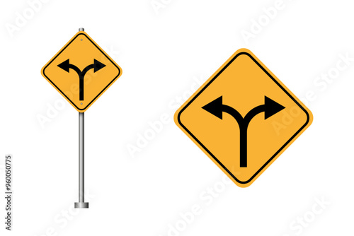 Two ways arrow direction road sign board vector design.