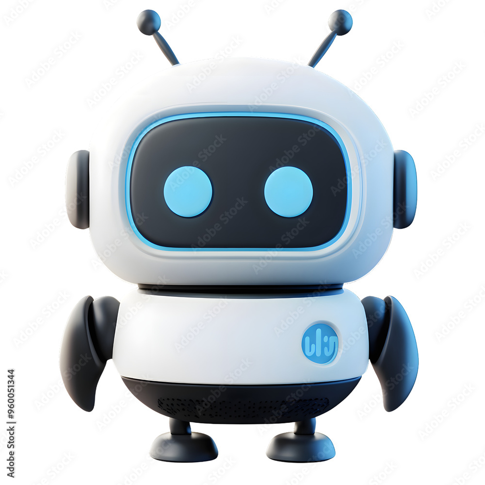 Cute cartoon 3D robot isolated on transparent background
Cute cartoon 3D robot isolated on transparent background
