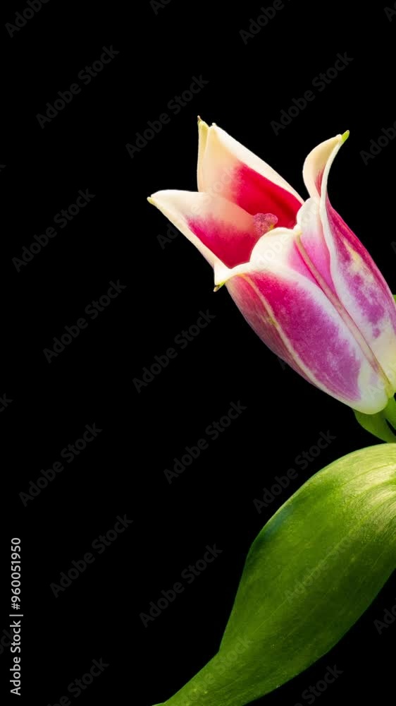 pink Lily Opens on Black Background: Time Lapse - Vertical Video pink Lily Opens on Black Background: Time Lapse - Vertical Video