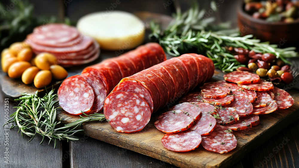 Italian ham and salami with herbs Italian ham and salami with herbs