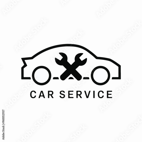 minimal car service icon logo on white background