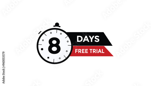 8 days free trial Countdown number banner templates. time icon. Vector Illustration 
