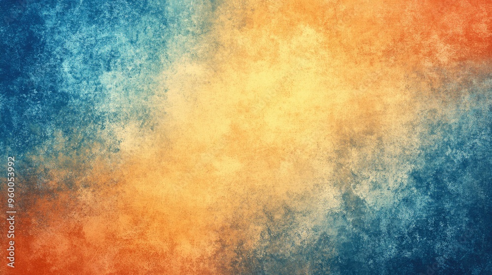 Fototapeta premium Abstract Watercolor Background with Blue, Orange and Yellow Tones