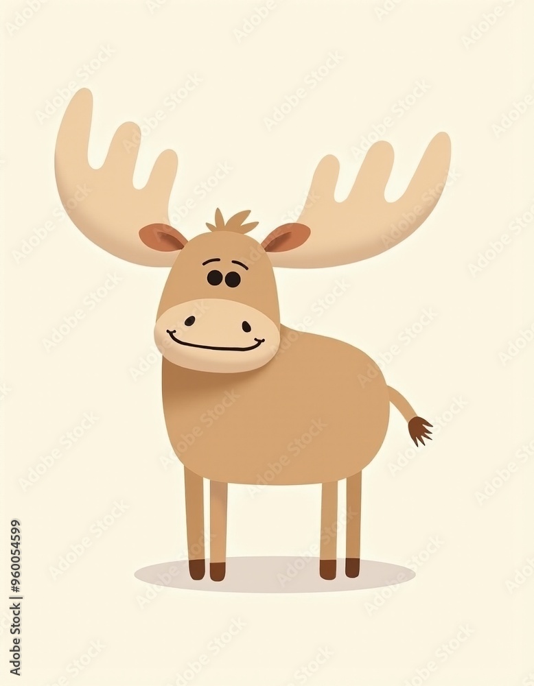 Friendly Moose Illustration: Minimalist Design for Children's Products, Branding, and Marketing Friendly Moose Illustration: Minimalist Design for Children's Products, Branding, and Marketing