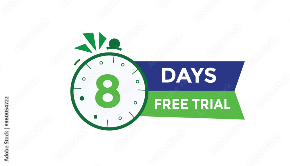 8 days free trial Countdown number banner templates. time icon. Vector Illustration
8 days free trial Countdown number banner templates. time icon. Vector Illustration
