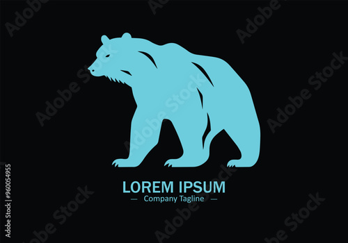 Polar bear icon logo style silhouette vector isolated on black background