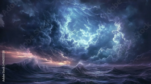 Stormy Seascape with Dramatic Clouds