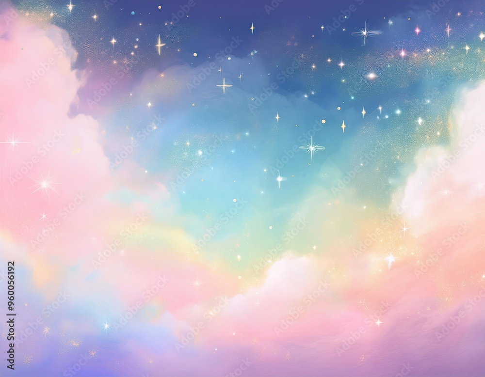 Dream background in pastel colors with beautiful clouds and sparkling stars Dream background in pastel colors with beautiful clouds and sparkling stars
