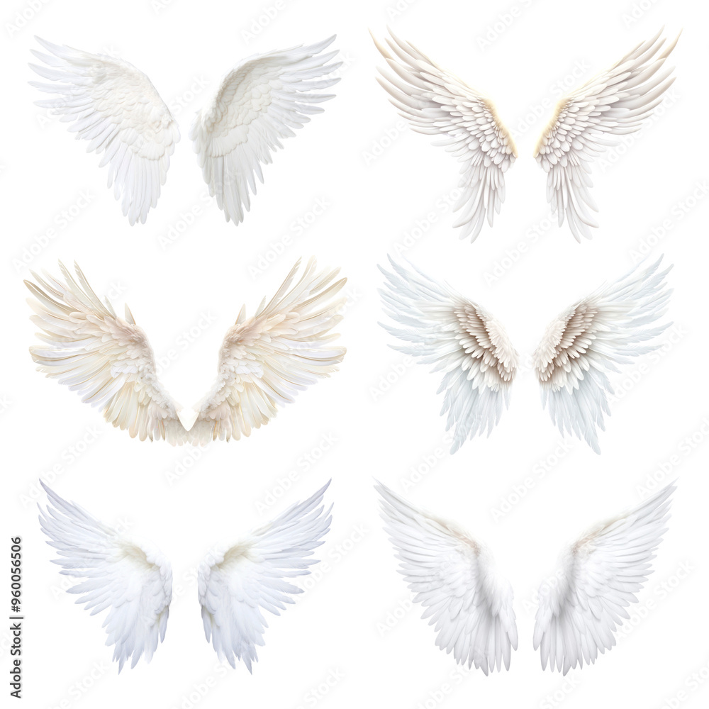 PNG Angel wings element set, transparent background PNG Angel wings element set, transparent background