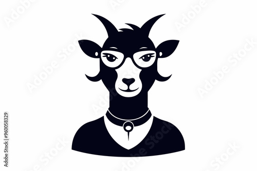  Portrait indigo style of cheeky goat vector art illustration  photo