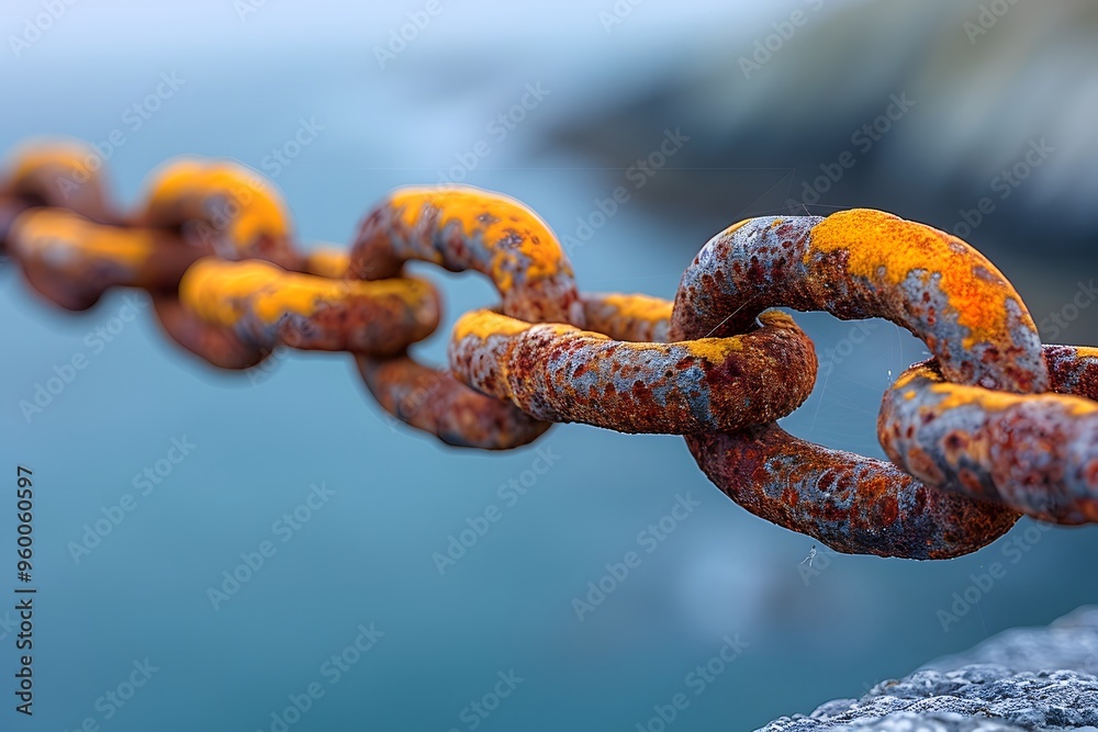 Rusty Chain Links Over Water - Industrial, Abstract, Nautical Theme for Prints, Cards, Posters Rusty Chain Links Over Water - Industrial, Abstract, Nautical Theme for Prints, Cards, Posters