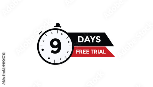 9 days free trial Countdown number banner templates. time icon. Vector Illustration 
