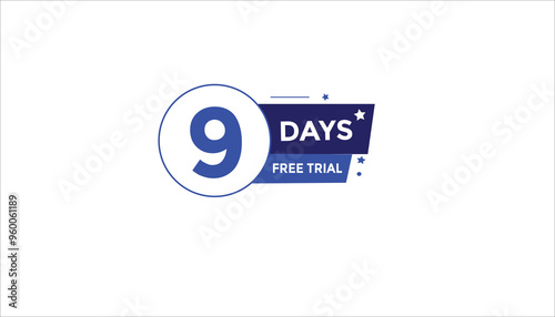 9 days free trial Countdown number banner templates. time icon. Vector Illustration 
