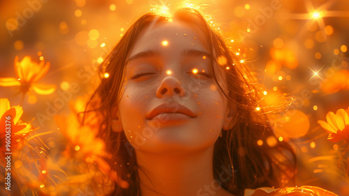 beautiful girl celebrating her success photo