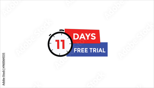 11 days free trial Countdown number banner templates. time icon. Vector Illustration 
