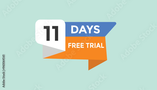 11 days free trial Countdown number banner templates. time icon. Vector Illustration 
